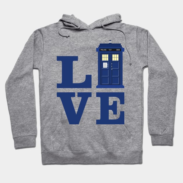 Love The Blue Time Travel Police Public Call Box 1 Hoodie by EDDArt